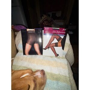 2 pks George Body Shaper Pantyhose Ivory Medium Tall Style 4858 Sandalfoot Sheer
